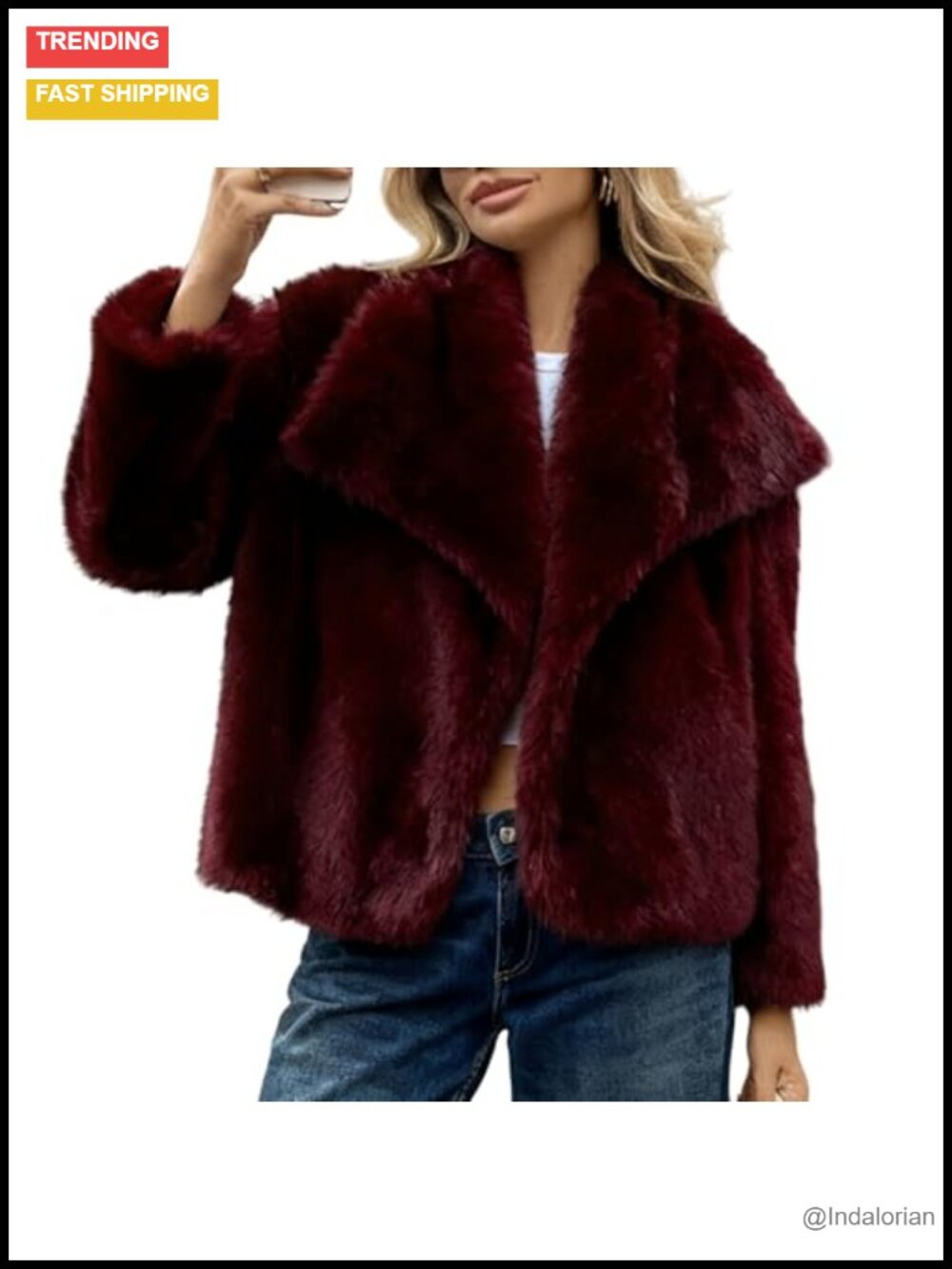 Womens Faux Fur Coat Fluffy Shaggy Jacket Long Sleeve Open Front Winter Warm